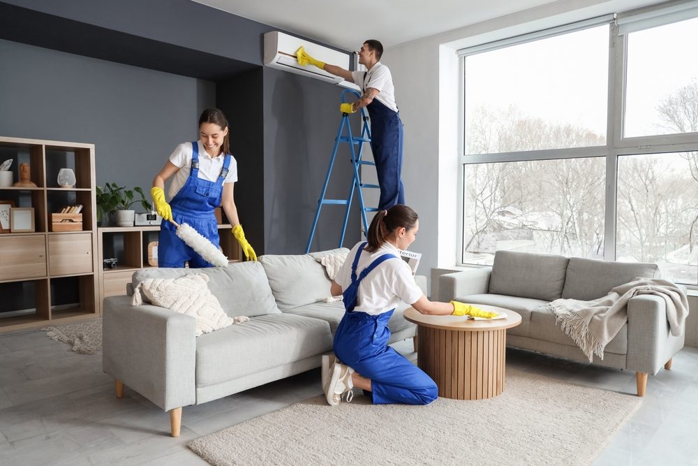 Professional cleaners at work